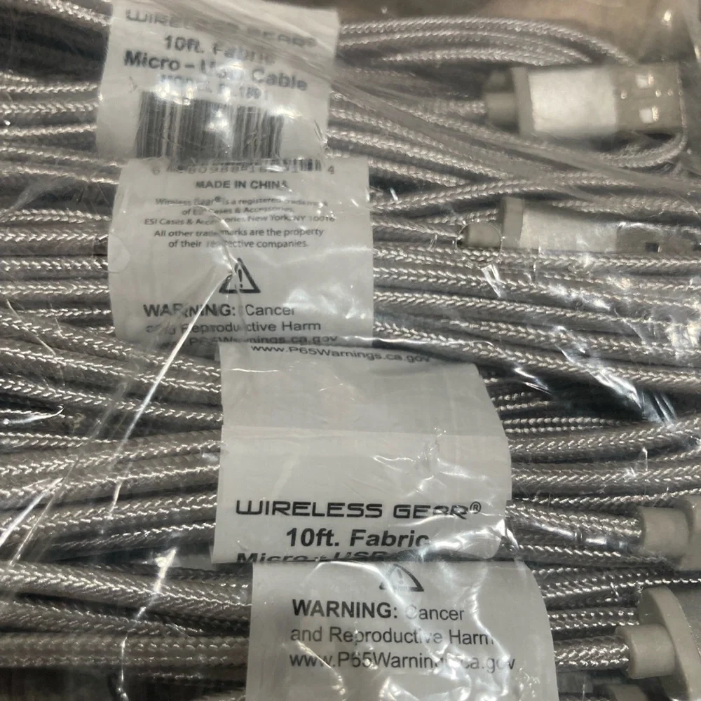 Lot of 30 Wireless Gear Fabric micro USB cables